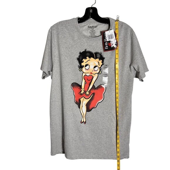 Betty Boop Graphic T-Shirt Gray L/G Cotton/Polyester Crewneck Short Sleeve - Picture 4 of 5